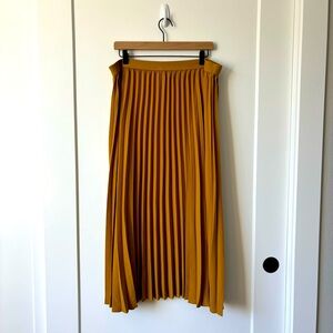 A New Day Pleated Midi Skirt in Goldenrod